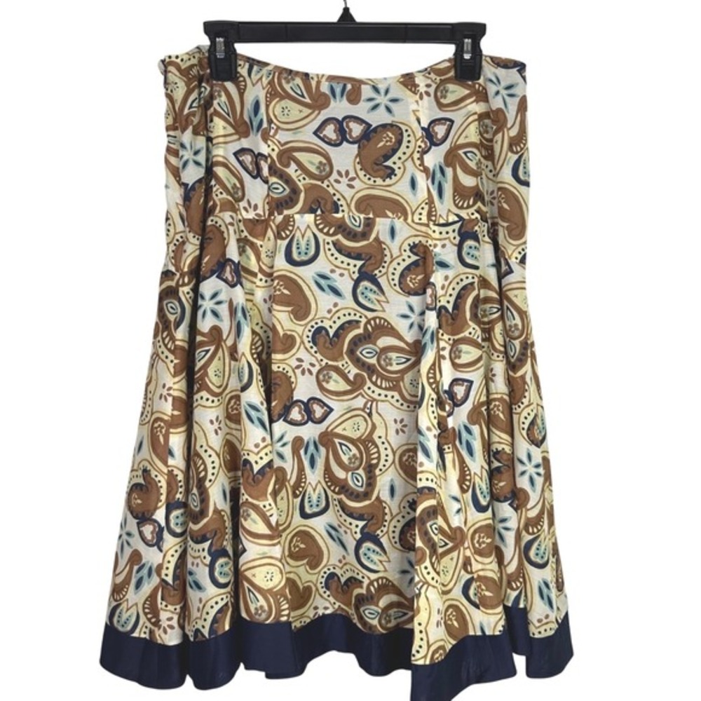 Anne Klein Paisley Silk Blend Midi Skirt Size 12 A-Line Boho - Picture 4 of 5